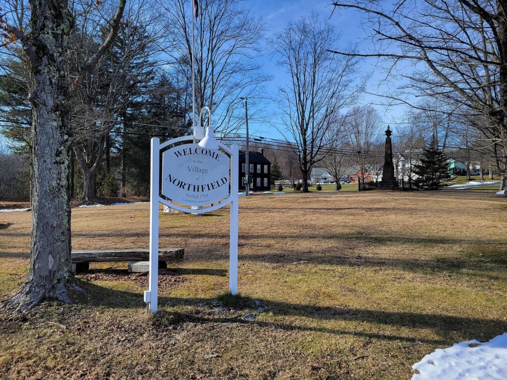 Welcome sign in Northfield, Connecticut